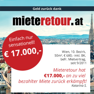 Geld zurück dank Mieteretour.at - Überprüfen auch Sie jetzt GRATIS!